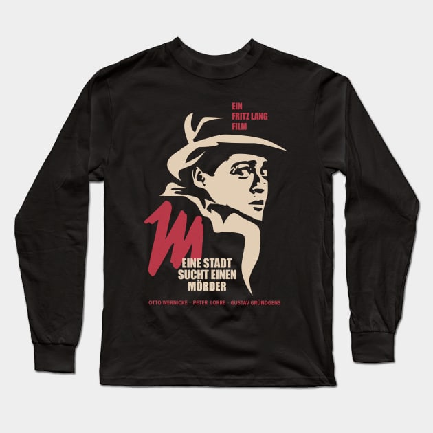 Noir Elegance: M - A City Searches for a Murderer - Peter Lorre Tribute Design Long Sleeve T-Shirt by Boogosh